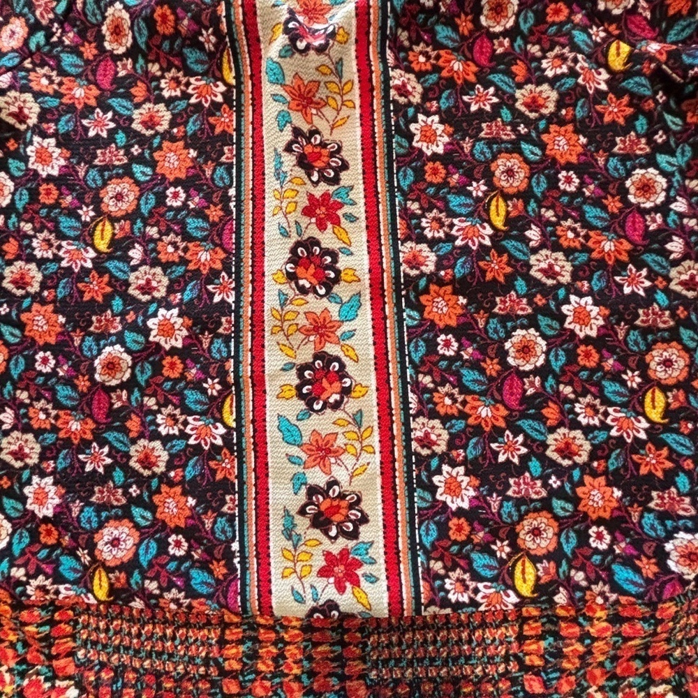 Figueroa & Flower boho floral print 3/4 sleeve top size PM - Picture 8 of 14